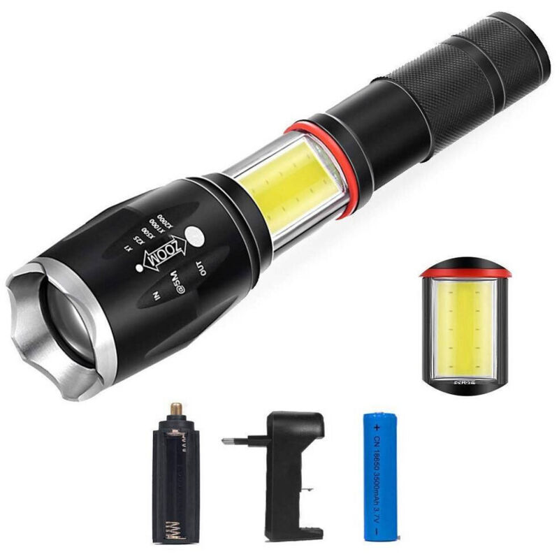foto del prodotto torcia tattica militare zoom cob ricaricabile alta luminosita' t6 led te-b0044 - - trade shop traesio