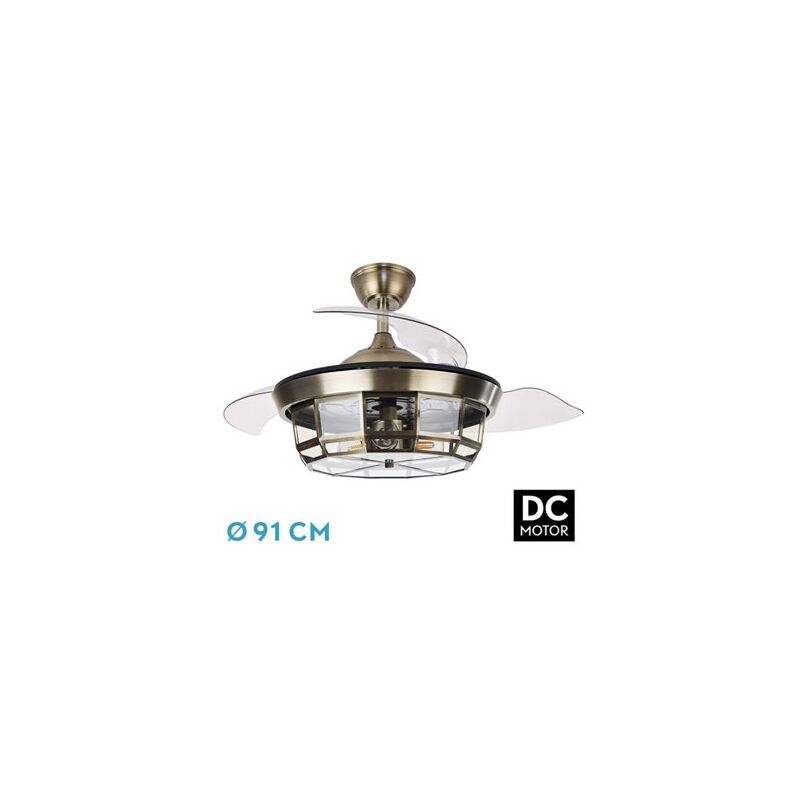 foto del prodotto tornado leather dc fan 3xe27 91d 3 pale orientabili 6 velocit con telecomando e timer