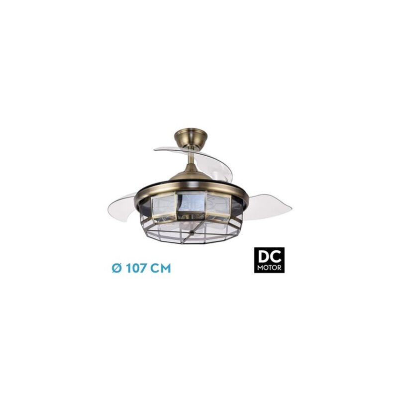 foto del prodotto tornado leather dc fan 5xe27 107d 3 pale schierabili 6 velocit con telecomando e timer