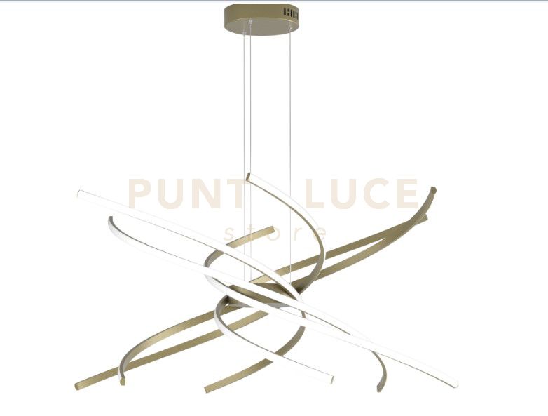 foto del prodotto tornado sospensione d.100 cm. oro brunito verniciato luce naturale 4000k 1163-s100 n-ob