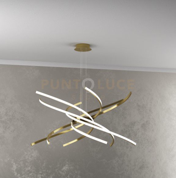 foto del prodotto tornado sospensione d.80 cm. oro brunito verniciato luce naturale 4000k 1163 s80 n ob