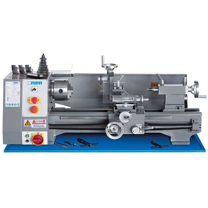 foto del prodotto tornio da banco fervi 0657 per metallo cambio velocit a cinghia 230v pb 20 mm