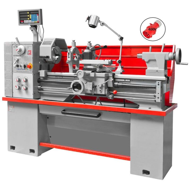 foto del prodotto tornio parallelo da ferro metallo con visualizzatore 400v holzmann ed1080adig