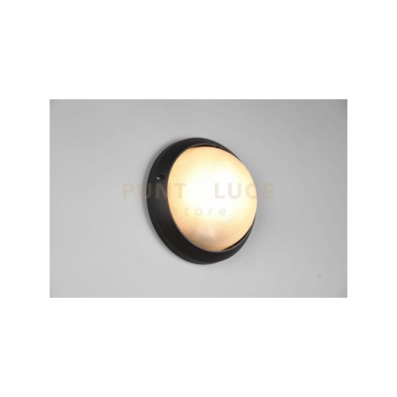 foto del prodotto torolo plafoniera applique da esterno tonda fusione di alluminio nera e vetro satinato d. 25,8cm ip44 1 luce attacco e27