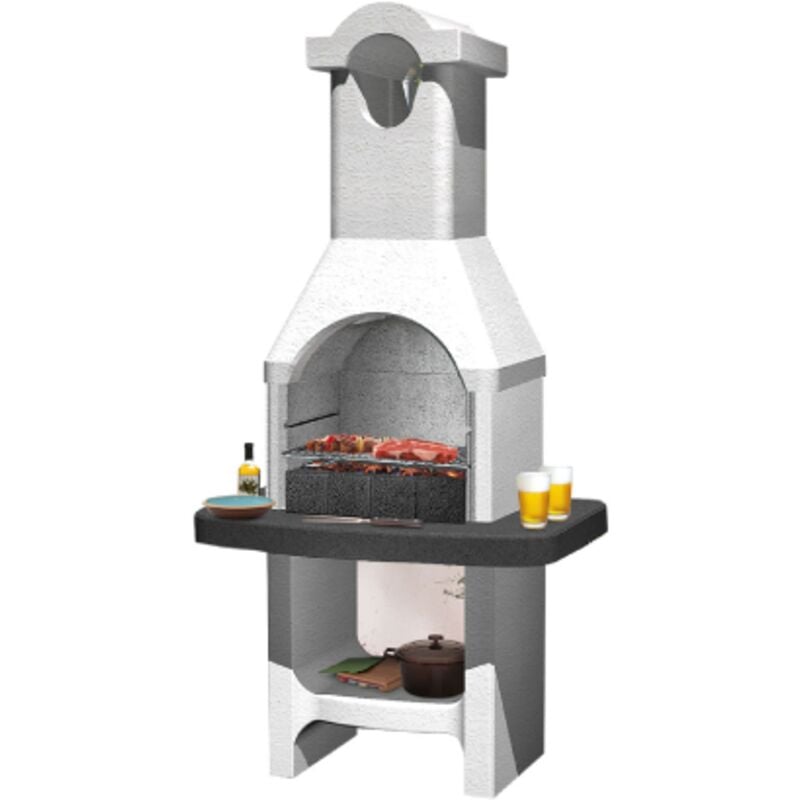 foto del prodotto torquay lm barbecue in muratura piano di lavoro con superficie d'appoggio laterale e griglia 88x58x177,1 cm funzionamento a carbonella