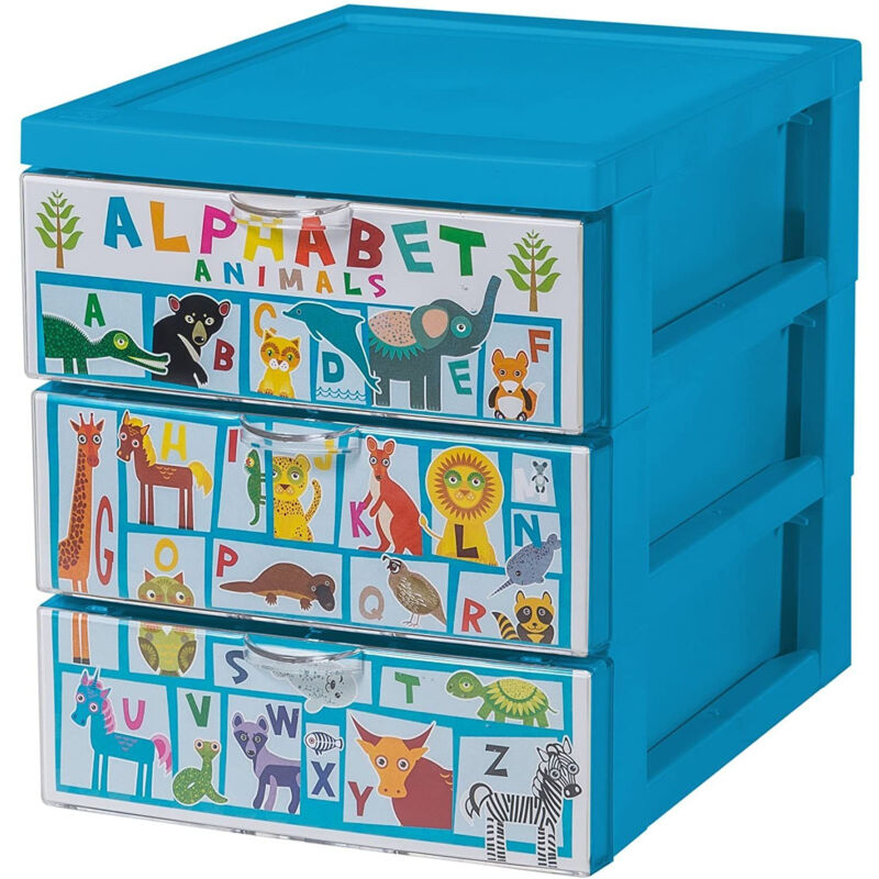foto del prodotto torre, cassettiera, organizzatore in plastica con maniglia ergonomica, 2l, 3 cassetti, robusto, senza bpa, ufficio, camera da letto, soggiorno,