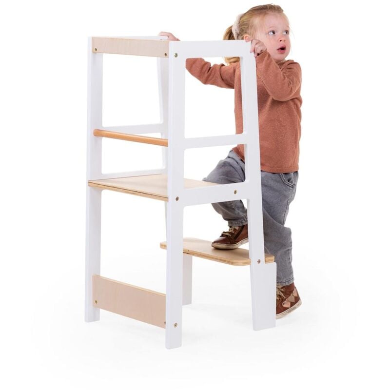 foto del prodotto torre di osservatione montessori bianco naturale