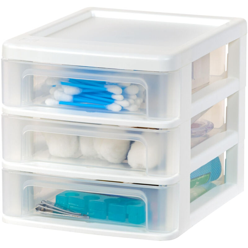 foto del prodotto torre di stoccaggio in plastica, 3 cassetti piccoli, bianco, facile da aprire, formato b6, mobile, organizzatore, per ufficio, materiale ccolastico,