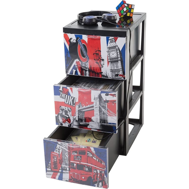 foto del prodotto torre di stoccaggio in plastica, cassetto portaoggetti per camera da letto da 15 litri, scf 303, londra, maniglia ergonomica l39,5 x p29 x a61,5 cm