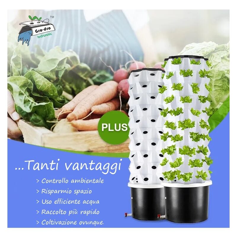 foto del prodotto torre idroponica 64 vani greenflor sistema idroponico coltivazioni idroponiche orto verticale