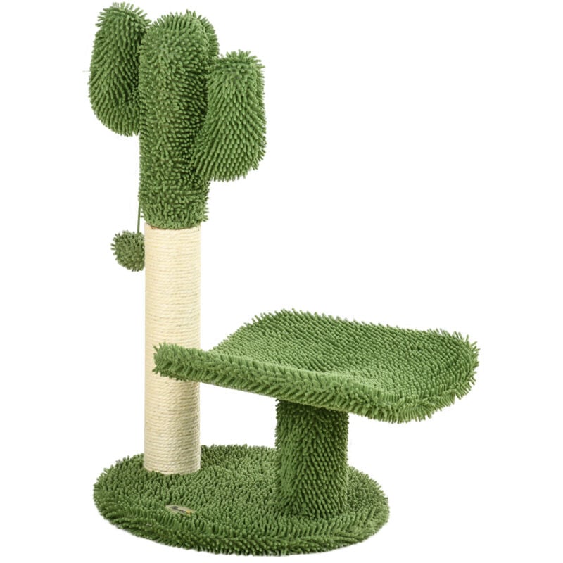 foto del prodotto torre per gatti con tiragraffi pallina da gioco e piattaforma pawhut