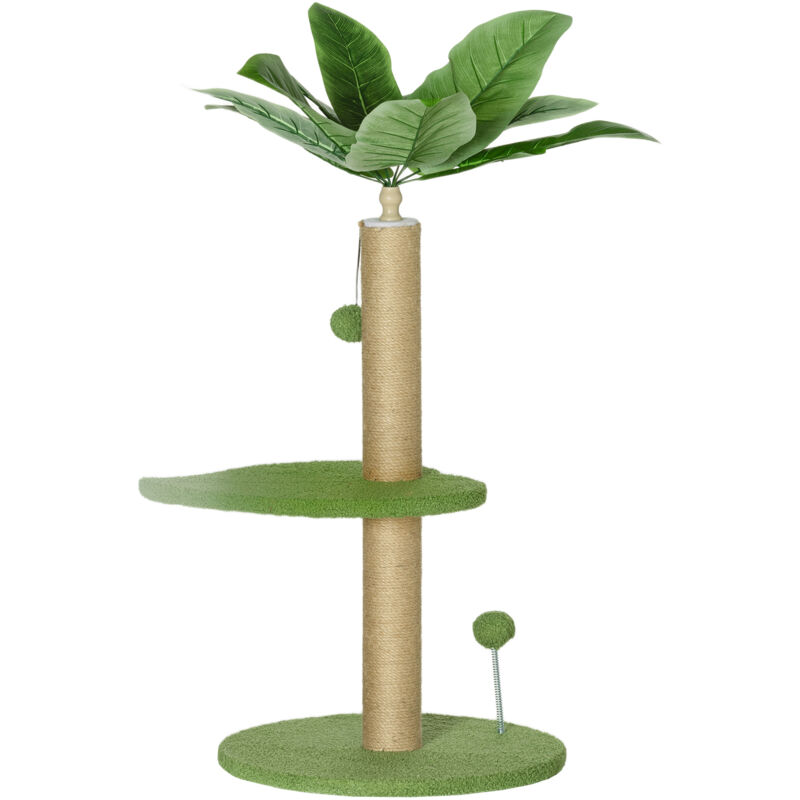 foto del prodotto torre per gatti con tiragraffi, piattaforme e palline 40x83 cm verde pawhut