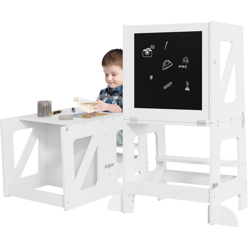 foto del prodotto torre scala montessoriana per bambini per bambini di et superiore ai 12 mesi, bianco woltu