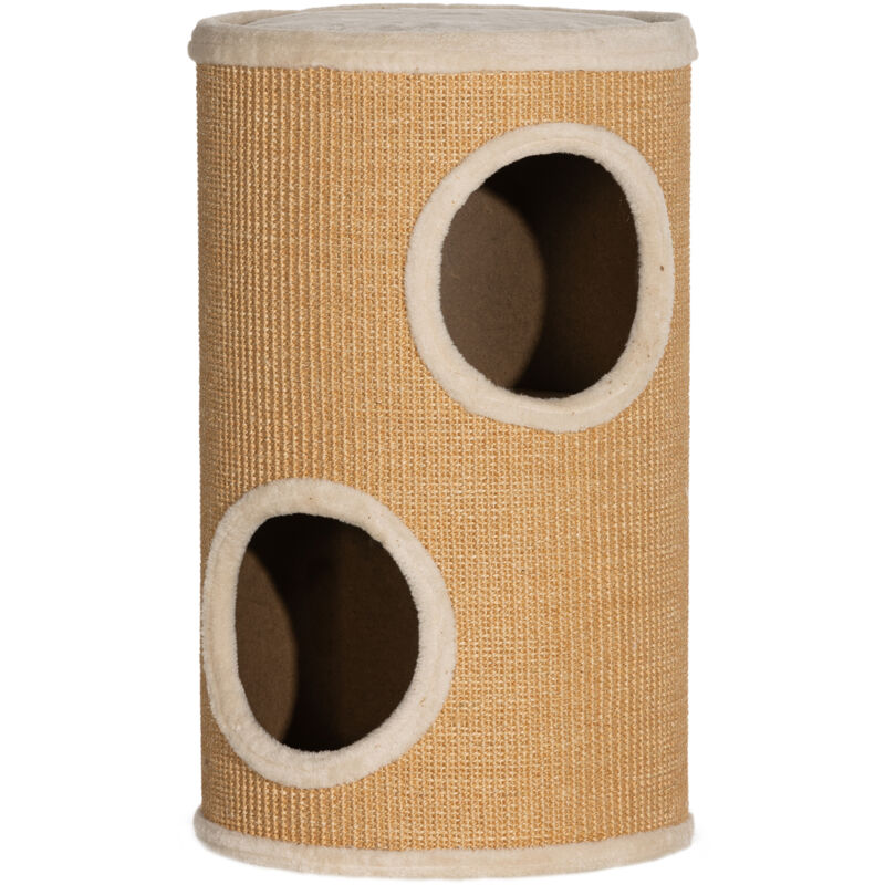 immagine 0 del prodotto torre tiragraffi per gatti a 2 livelli in sisal e peluche marrone pawhut