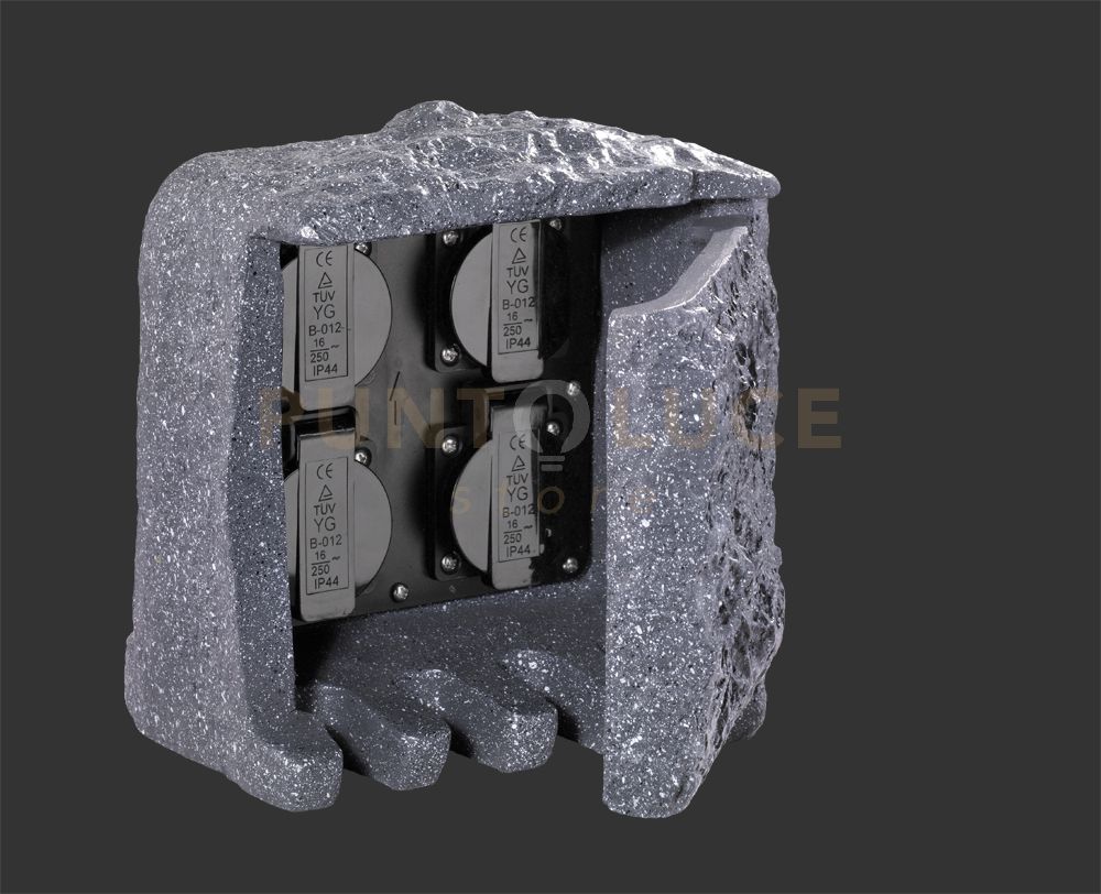 foto del prodotto torretta da esterno 4 attacchi shuko effetto pietra 20x19xh.20 ip44 colore grigio