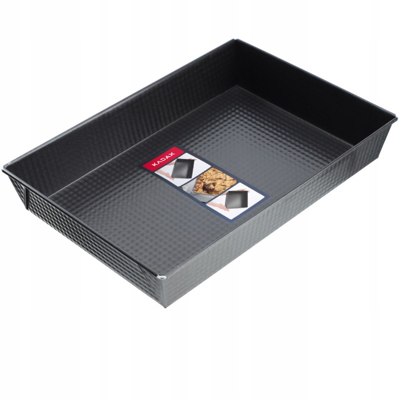 foto del prodotto tortiera rettangolare, teglia grande con rivestimento antiaderente e bordi alti, accessorio da cucina nero, 36 x 25,5 cm kadax