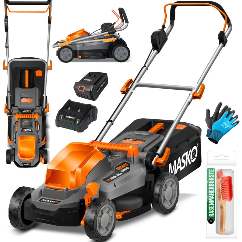 foto del prodotto tosaerba a batteria eco x10 con batteria ricaricabile agli ioni di litio da 4 ah e doppio caricatore tagliabordi larghezza di taglio 25 75 mm