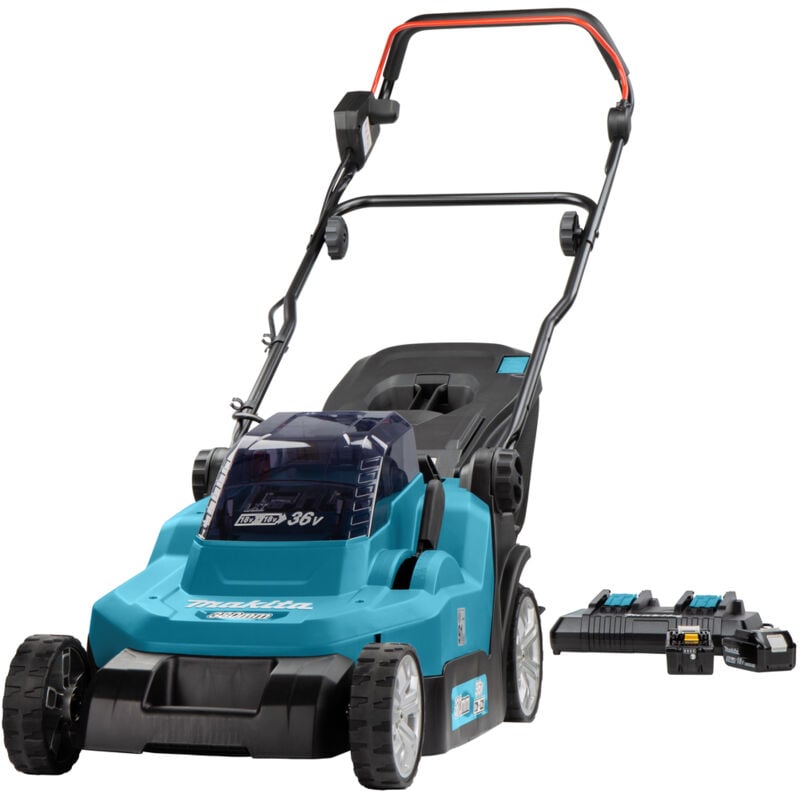 foto del prodotto tosaerba a batteria ltx 36v 2 batterie 4,0 ah 1 caricatore rapido doppio 38 cm 40 l makita dlm382pm2