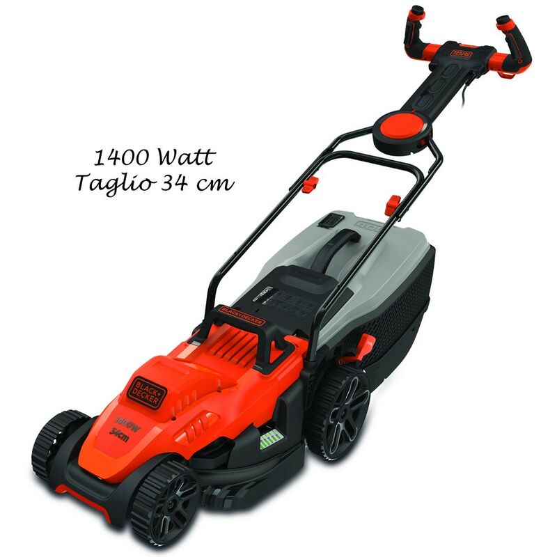 foto del prodotto tosaerba elettrico 1400 motore a spinta black decker tagli erba prato rasaerba