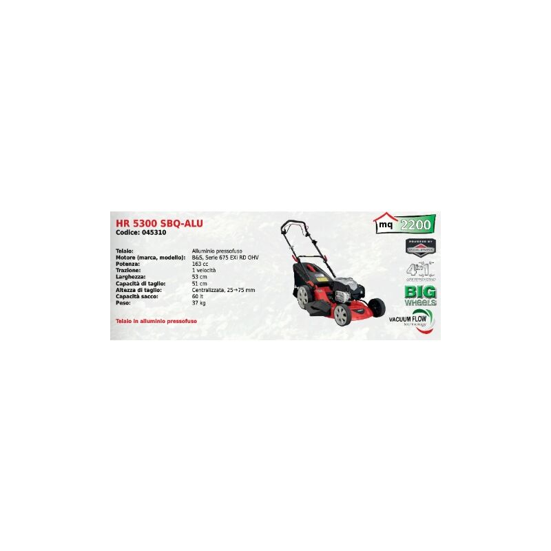 foto del prodotto tosaerba in alluminio harry hr 5300 sbq alu motore b s serie 675 exi