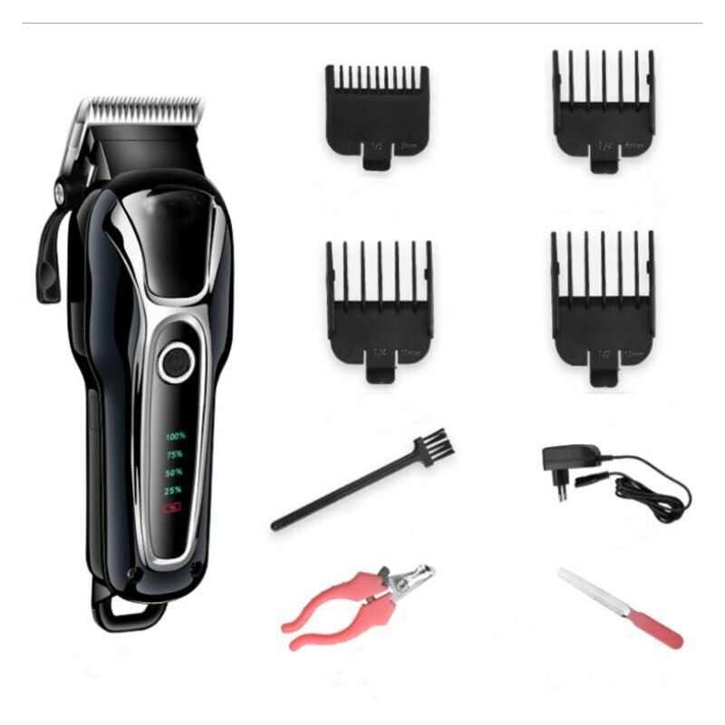 foto del prodotto tosatrice elettrica per cani a pelo lungo, kit professionale, silenziosa, display lcd