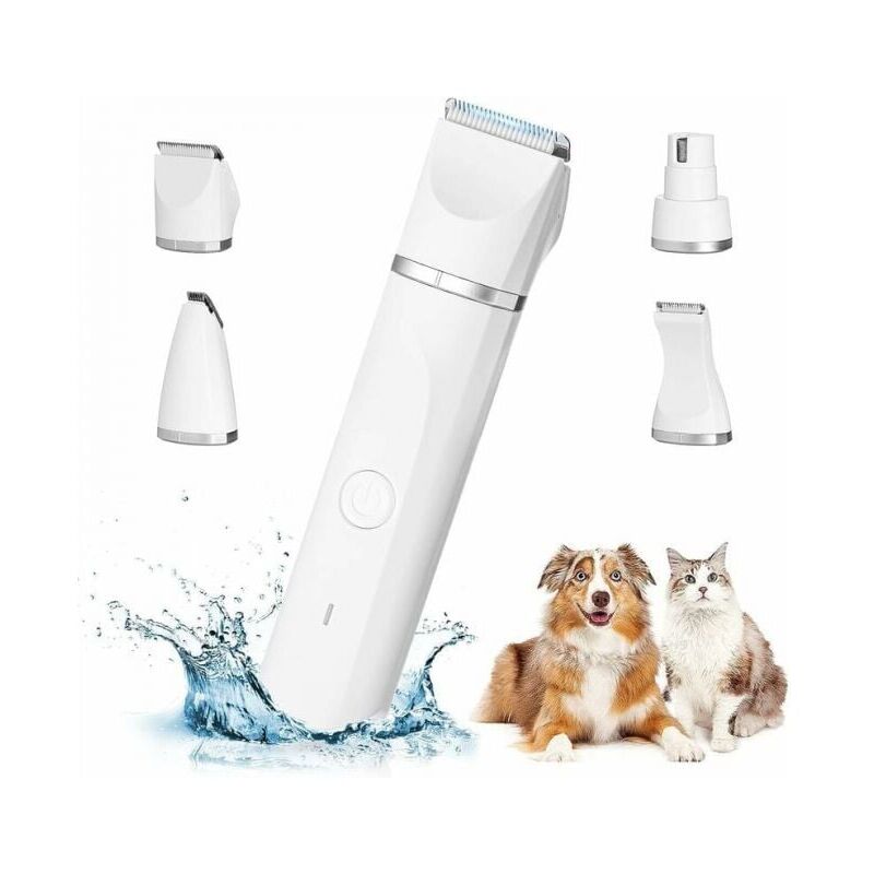 foto del prodotto tosatrice professionale per animali domestici 4 in 1 tosatrice silenziosa per cani, impermeabile ipx7, senza fili, con cavo usb ricaricabile per