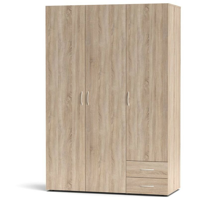 foto del prodotto toscohome armadio 120x177h cm in legno con tre ante e due cassetti colore rovere sonoma seba