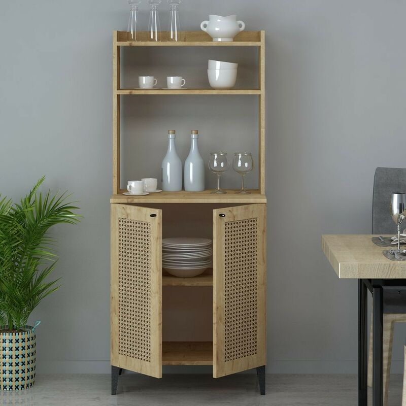 foto del prodotto toscohome credenza 70x164h cm con 2 ante e vani a giorno colore rovere zanne