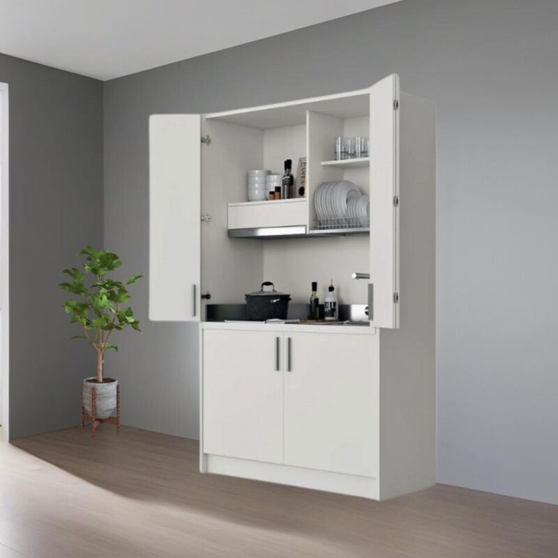 foto del prodotto toscohome cucina a scomparsa completa di elettrodomestici bianco 125 cm fold