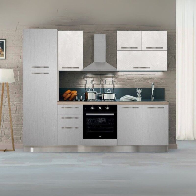 foto del prodotto toscohome cucina completa con elettrodomestici color tortora e canyon white 255 cm jenny