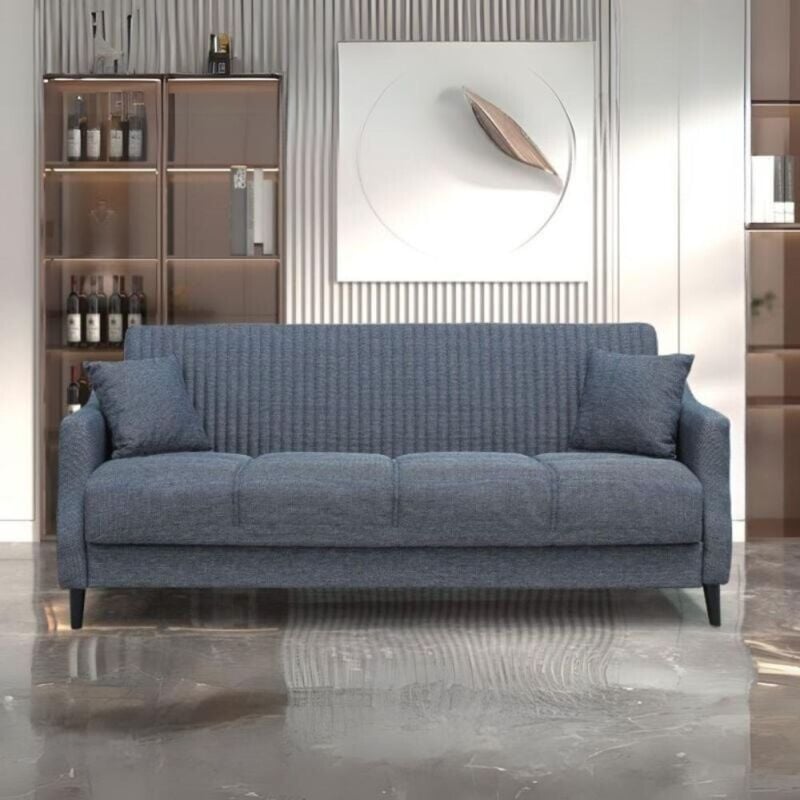 foto del prodotto toscohome divano 3 posti con letto e contenitore in tessuto grigio montana