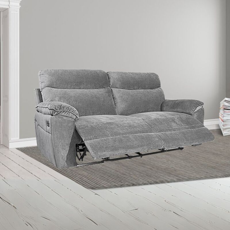 foto del prodotto toscohome divano 3 posti con recliner manuale tessuto grigio barrel boston