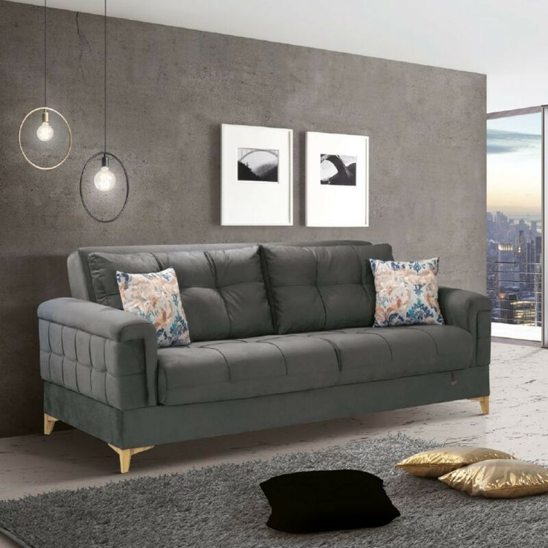 foto del prodotto toscohome divano letto con contenitore 2 posti colore grigio scuro kemer