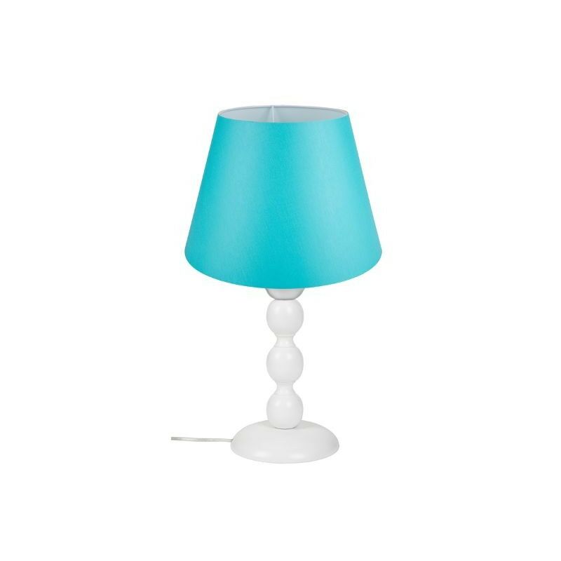 foto del prodotto toscohome lampada da tavolo con base bianca e paralume tessuto turchese lagunah272877