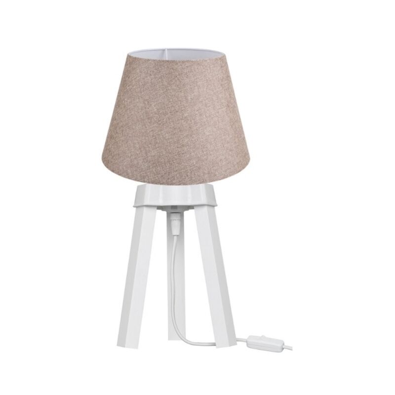 foto del prodotto toscohome lampada da tavolo treppiede bianco e paralume beige pikobi2634