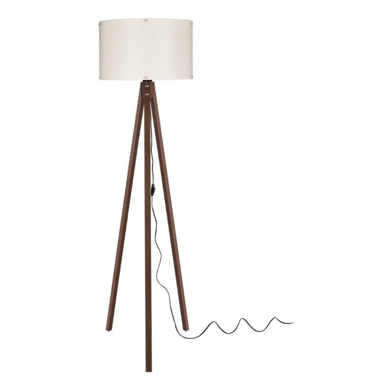 foto del prodotto toscohome lampada da terra treppiede colore noce e paralume crema aden asz1460