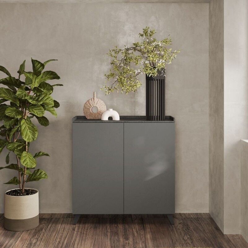 foto del prodotto toscohome madia alta con 2 ante colore ardesia piombo 121x126h cm polan