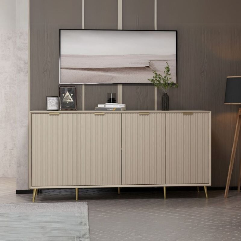 foto del prodotto toscohome madia con 4 ante colore cashmere effetto cannettato 180x45x90h cm wilmy
