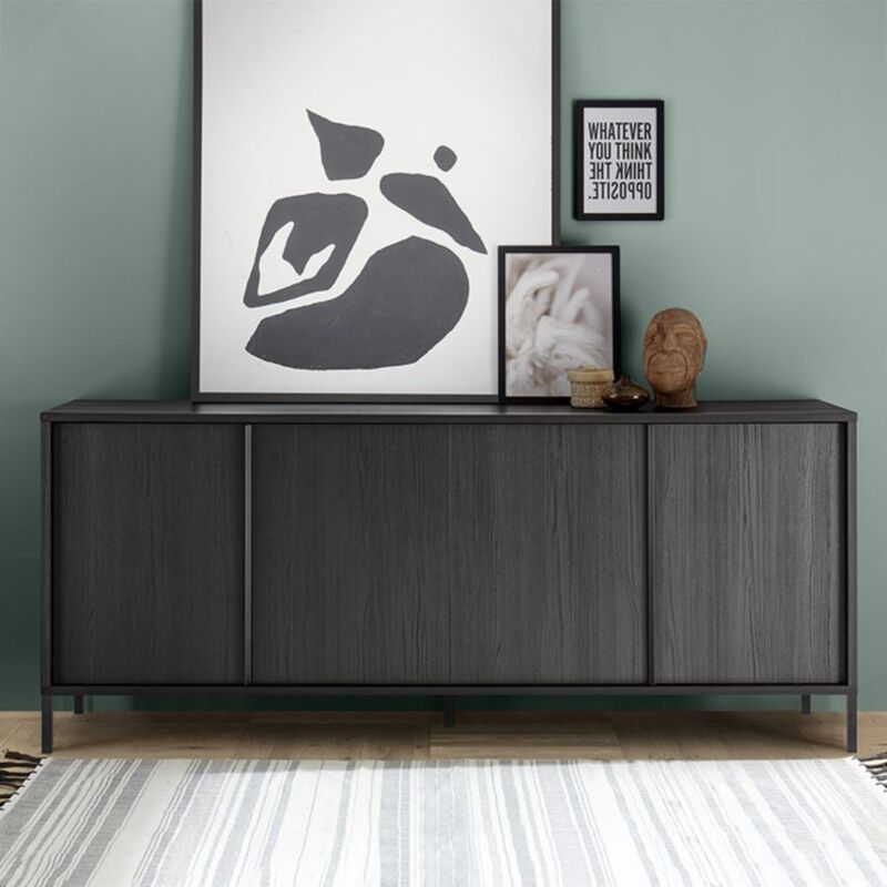 foto del prodotto toscohome madia con 4 ante colore nero frassinato 206x86h cm giugi