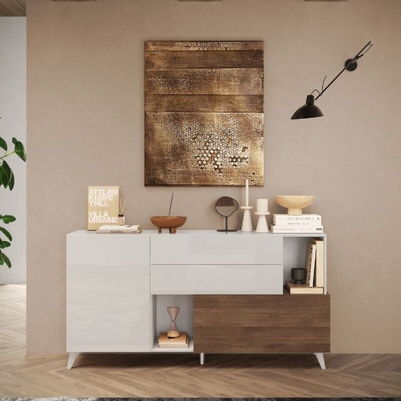 foto del prodotto toscohome madia con ante e cassetti 180 cm colore bianco e mercure marion