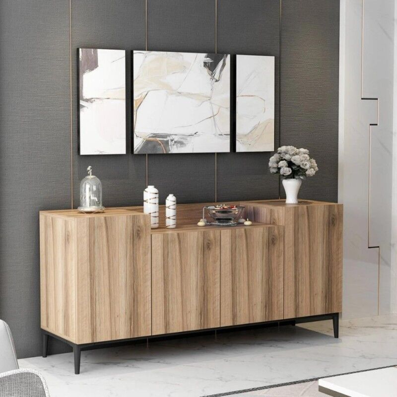 foto del prodotto toscohome madia con ante e ripiani colore noce 160x75h cm ellaria