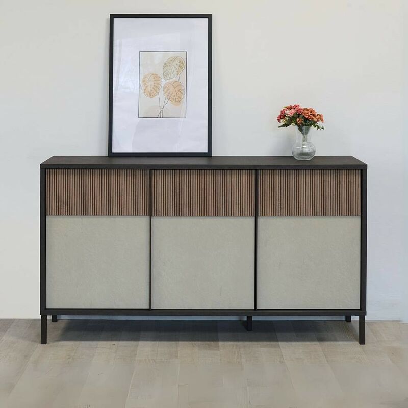 foto del prodotto toscohome madia in legno 150x86h cm con 3 ante colore lava e argilla anka