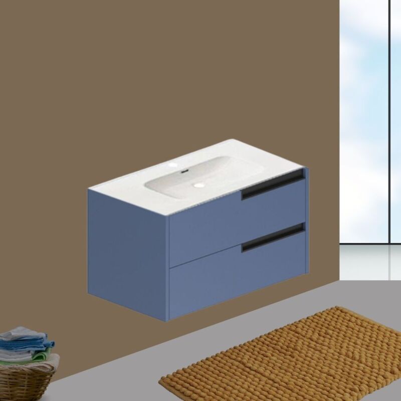 foto del prodotto toscohome mobile bagno sospeso 80 cm con cassetti colore azzurro former