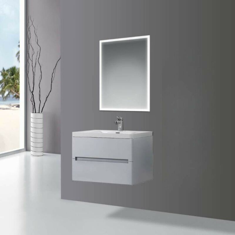 foto del prodotto toscohome mobile bagno sospeso 90cm colore grigio chiaro con lavabo varano