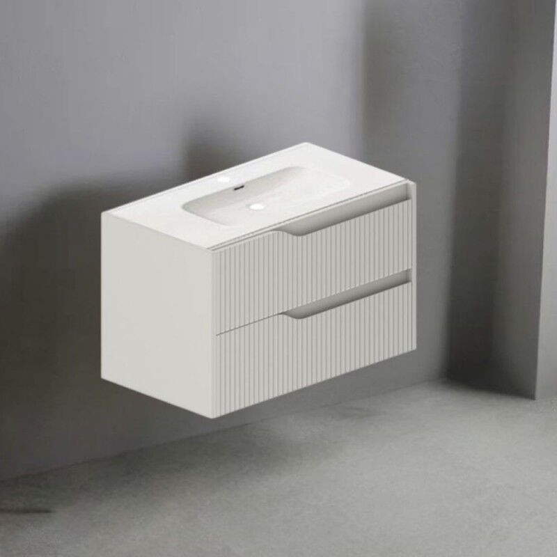 foto del prodotto toscohome mobile bagno sospeso colore cashmere opaco con cassetti effetto cannettato 80x45x50h cm gaper