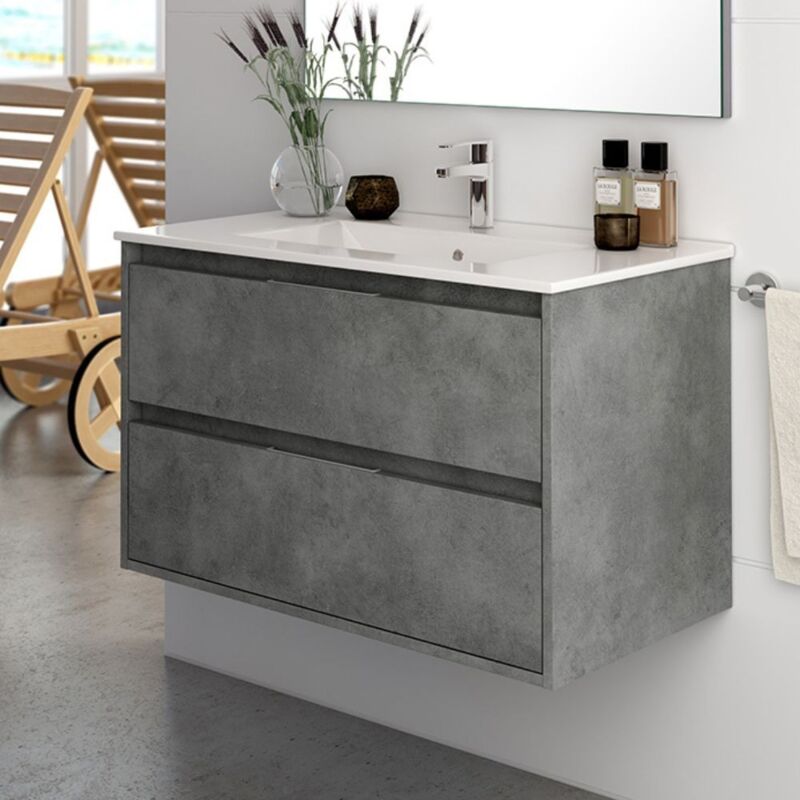 foto del prodotto toscohome mobile bagno sospeso con 2 cassetti colore cemento 60x45x48h cm konni