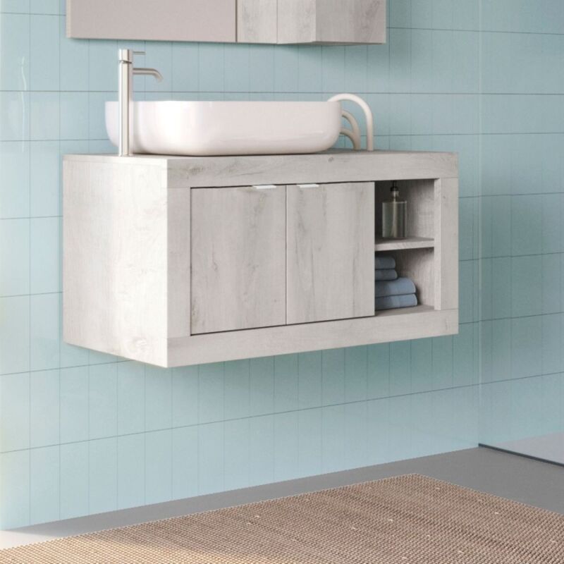 foto del prodotto toscohome mobile bagno sospeso con lavabo appoggio colore pino bianco 92x47h cm bax