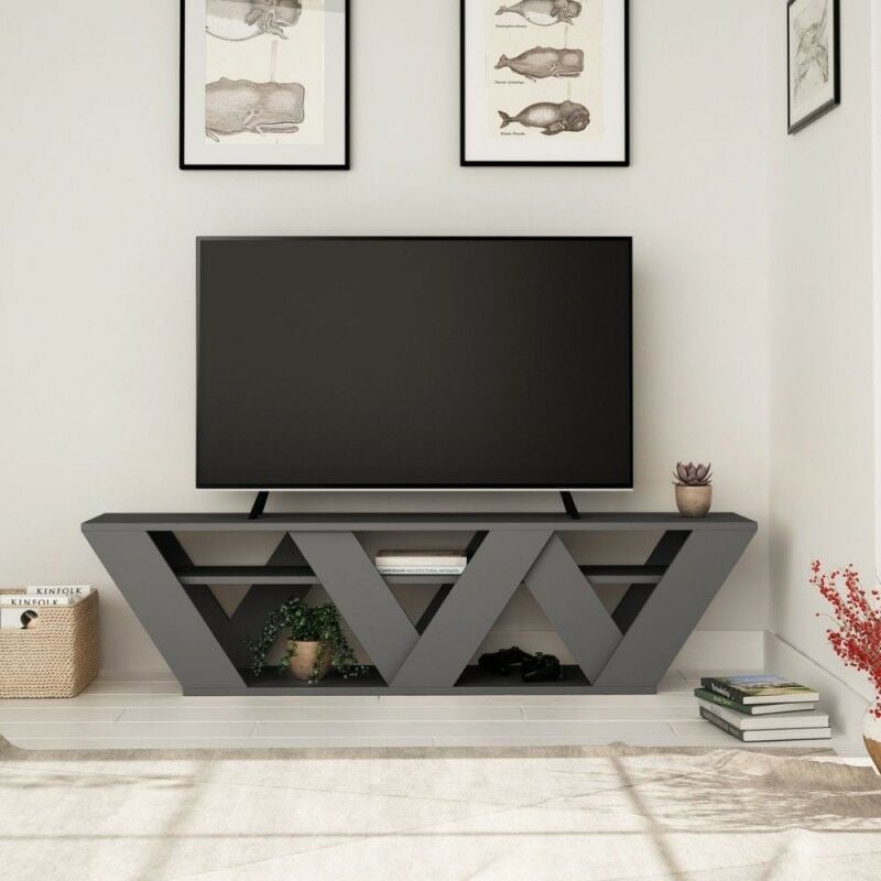 foto del prodotto toscohome mobile porta tv 158 cm in legno con tre ripiani colore antracite ralla