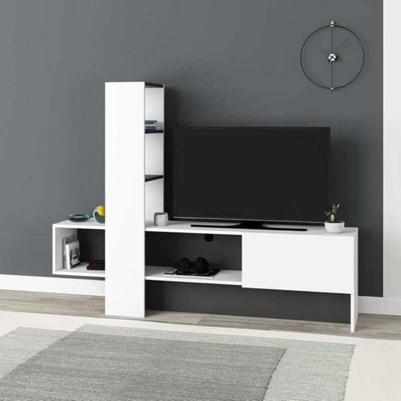 foto del prodotto toscohome mobile porta tv 180x138h cm con anta a ribalta colore bianco e antracite troya