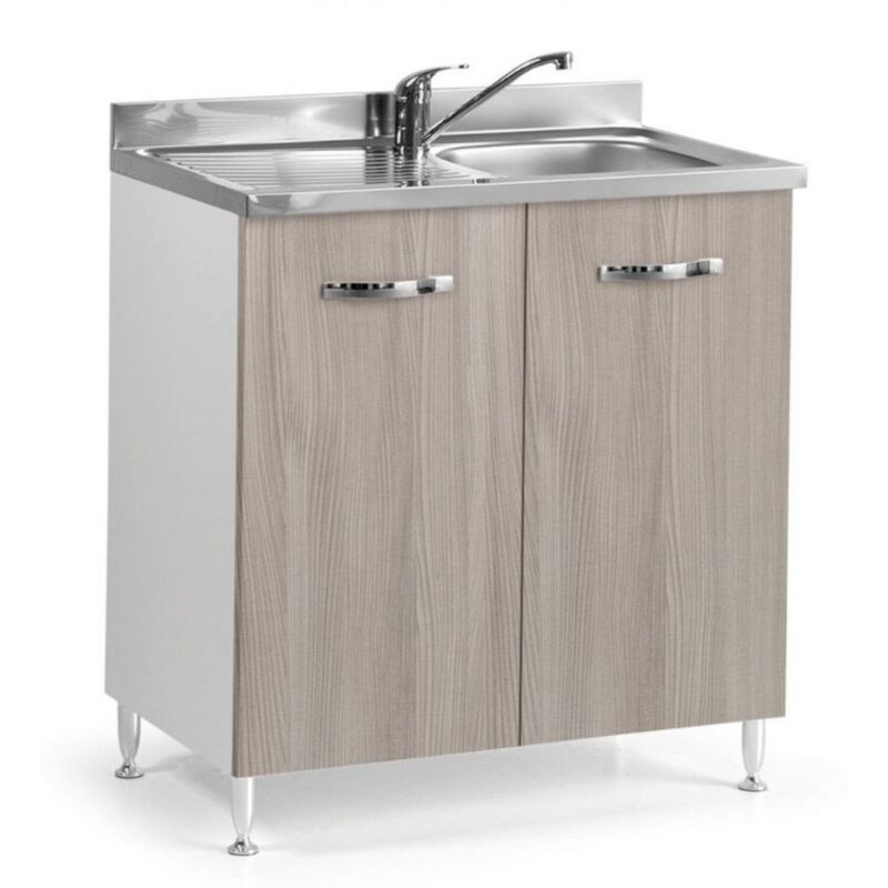 foto del prodotto toscohome mobile sottolavello con 2 ante e lavello incluso colore olmo 80 cm